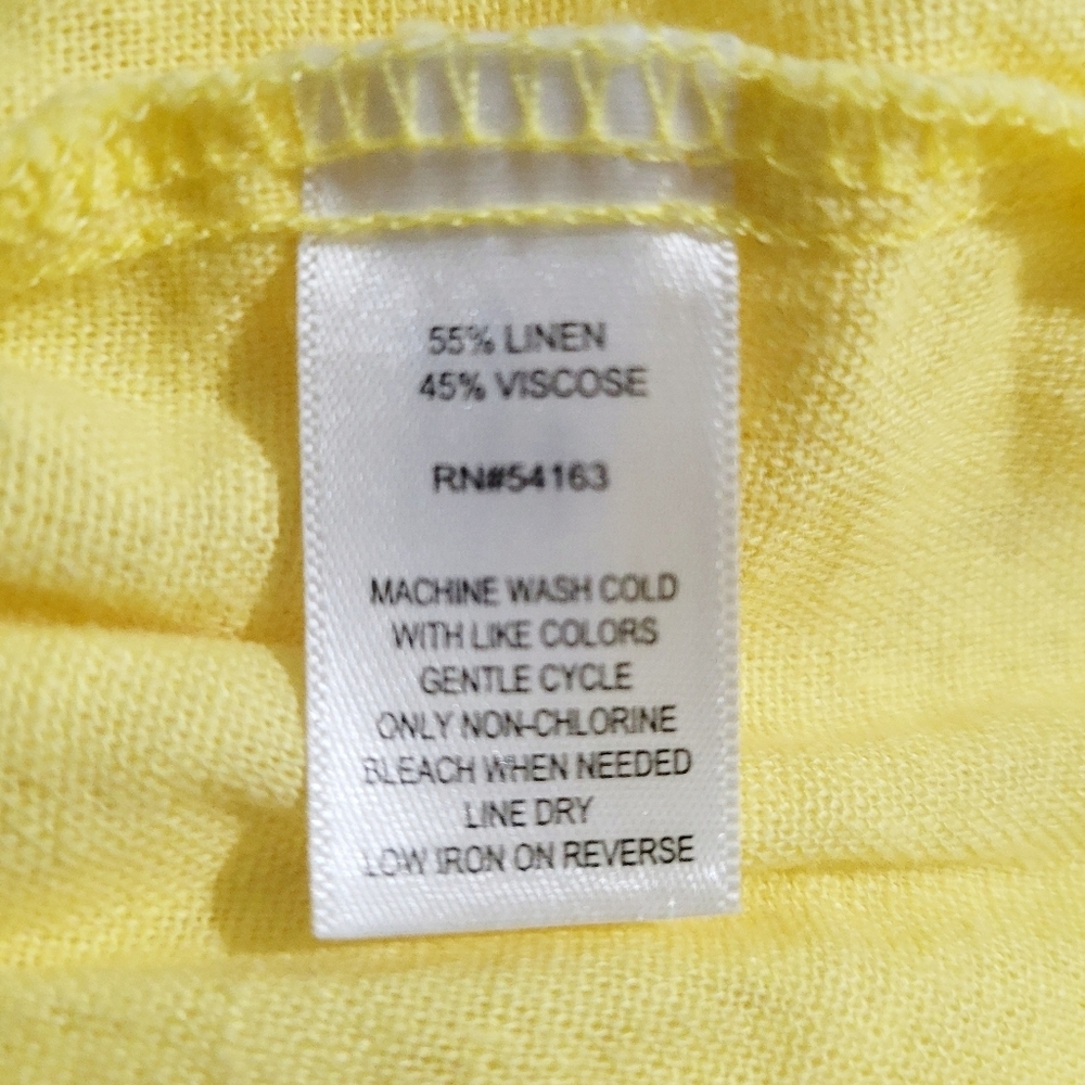 Marc New York Women’s Tie Front Linen Blend Tiered Blouse Yellow Size Large - Picture 13 of 14